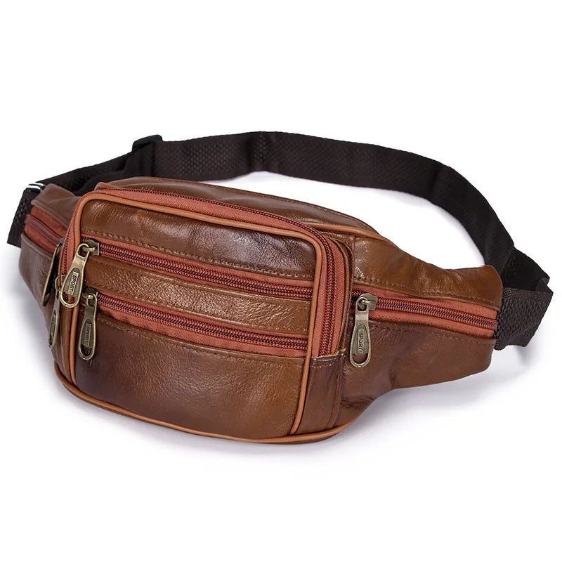 Men's Leather Crossbody Anti-theft Waist Bag