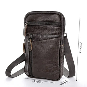 Men's Leather Phone Pouch Belt Bag Shoulder Crossbody Waist Pack