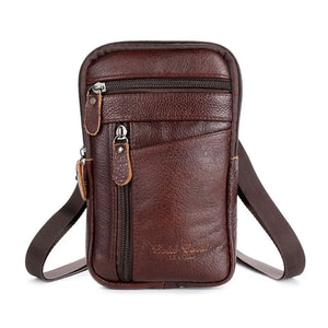 Men's Leather Phone Pouch Belt Bag Shoulder Crossbody Waist Pack