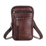Men's Leather Phone Pouch Belt Bag Shoulder Crossbody Waist Pack