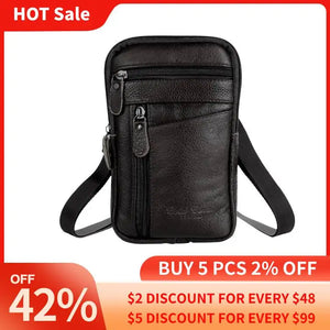 Men's Leather Waist Pack Phone Pouch Bag Chest Shoulder Belt Bag
