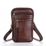 Men's Leather Waist Packs Phone Pouch Shoulder Bag