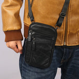 Men's Leather Waist Packs Phone Pouch Bags Chest Bag Small