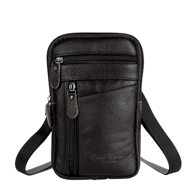 Men's Leather Waist Pack Phone Pouch Bag Chest Shoulder Belt Bag