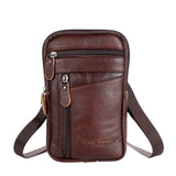 Men's Leather Waist Packs Phone Pouch Bags Chest Bag Small