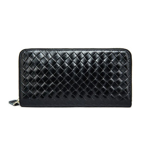 Men's Leather Wallet Weave Purse Long Clutch Hand Bag