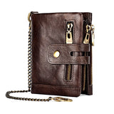 RFID Crazy Horse Leather Zipper Wallet Retro Short Wallet