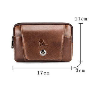 Men's Leather Belt Bag 5.5-Inch Phone Waist Bag Sunglass Pockets