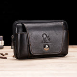Men's Leather Belt Bag 5.5-Inch Phone Waist Bag Sunglass Pockets