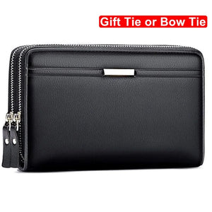 Men's Business Handbag PU Large Capacity Wallet Clutch Brown