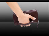 Men's Business Handbag PU Large Capacity Wallet Clutch Brown