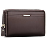 Men's Business Handbag PU Large Capacity Wallet Clutch Brown