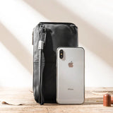 Men's Leather Zip-Up Wallet Long Purse Phone Bag
