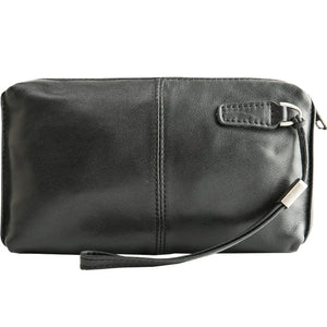Men's Leather Zip-Up Wallet Long Purse Phone Bag