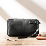 Men's Leather Zip-Up Wallet Long Purse Phone Bag