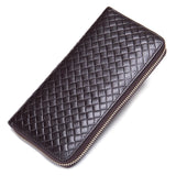 Men's High Weaven Leather Long Wallet Natural Leather Purse