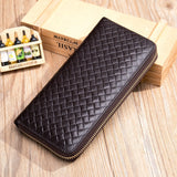 Men's High Weaven Leather Long Wallet Natural Leather Purse