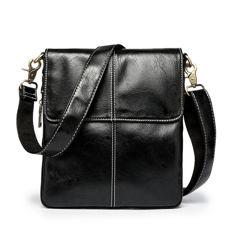 Men's Leather Crossbody Bag Small Casual Shoulder Handbag Male Messenger Bag