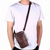 Men's Leather Chest Crossbody Backpack