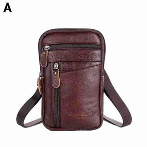 Men's Leather Phone Bag Chest Shoulder Backpack
