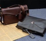 Men's Leather Messenger Business Work Bag Laptop Briefcase Coffee