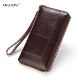 Men's Vintage Cow Leather Long Handbag