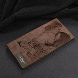 Men's Inscription Photo Engraved Leather Wallet Slim Bifold Style