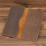 Men's Long Wallet Crazy Horse Leather Retro Business Multi-card Holder