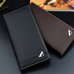 Men's Long Wallet Multi-Card Thin Lychee Pattern Soft Money Clip