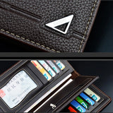 Men's Long Wallet Multi-Card Thin Lychee Pattern Soft Money Clip