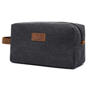 Men's Travel Toiletry Bag Canvas Leather Organizer