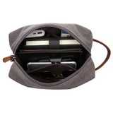 Men's Travel Toiletry Bag Canvas Leather Organizer
