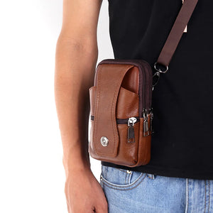 Men's Retro Leather Messenger Bag Small Shoulder Bag
