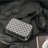 Men's Striped Canvas Messenger Bag Youth Small Square Handbag Backpack