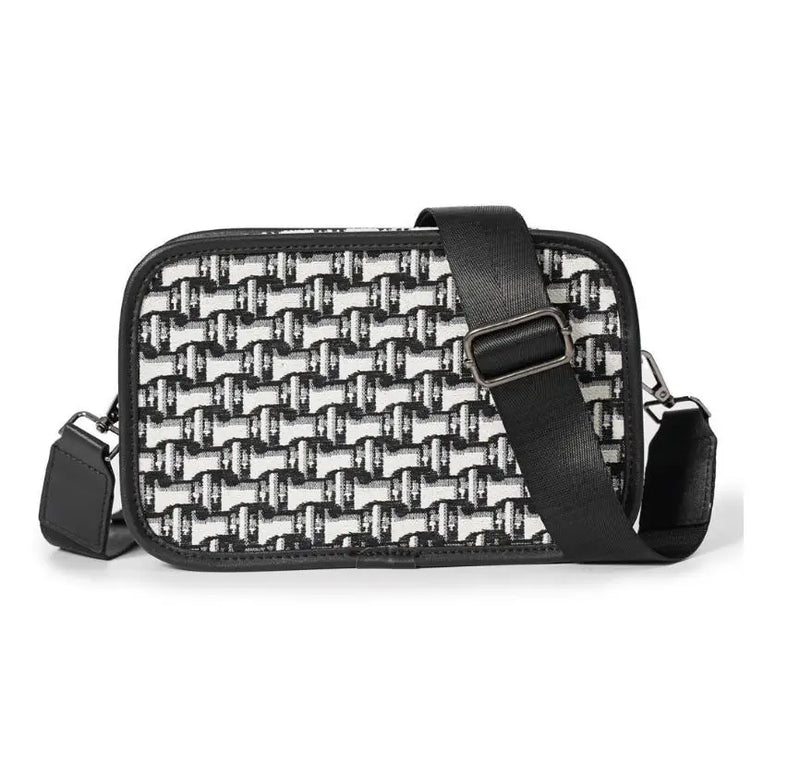 Men's Striped Canvas Messenger Bag Youth Small Square Handbag Backpack
