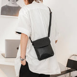 Men's Messenger Bags PU Leather Flap Bag Small Shoulder Handbag