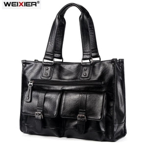 Men's Multifunction PU Leather Travel Handbag Large Capacity Tote Messenger Bag