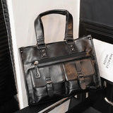 Men's Multifunction PU Leather Travel Handbag Large Capacity Tote Messenger Bag