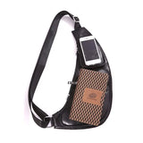 Men's PU Leather Chest Sling Crossbody Shoulder Bag Phone Pouch Casual Pack
