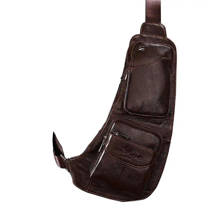 Men's PU Leather Chest Sling Crossbody Shoulder Bag Phone Pouch Casual Pack