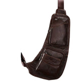 Men's PU Leather Chest Sling Crossbody Shoulder Bag Phone Pouch Casual Pack