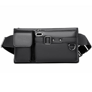 Men's PU Leather Sling Bag Chest Shoulder Bag Anti Scratch Waterproof Pouch
