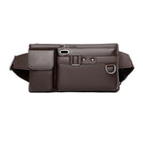 Men's PU Leather Sling Bag Chest Shoulder Bag Anti Scratch Waterproof Pouch