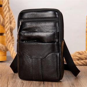Men's PU Leather Waist Packs Phone Pouch Bags Waist Bag Male