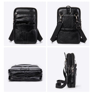 Men's PU Leather Waist Packs Phone Pouch Bags Waist Belt Male Small Chest