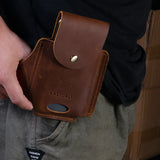 Men's Leather Running Belt with Portable Phone Storage Pockets