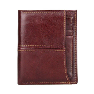 Men's RFID Anti-Theft Leather Wallet Large Capacity Vintage Purse