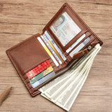 Men's RFID Anti-Theft Leather Wallet Large Capacity Vintage Purse