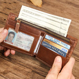 Men's RFID Anti-Theft Leather Wallet Large Capacity Vintage Purse