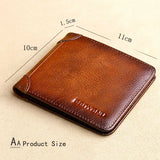 Men's RFID Blocking Leather Wallet Bifold Slim Short Capacity Cow Skin Purse